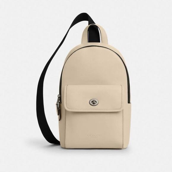 NWT Coach CAJ92 Turnlock Sling Pack In Smooth calf leather Ivory - Picture 6 of 7